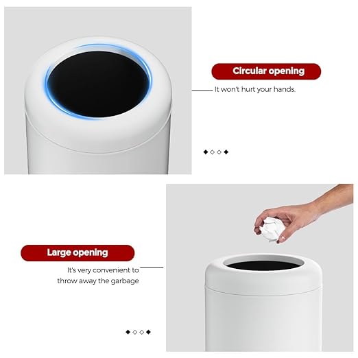 White Open Top Trash can,10L/2.6GAL, Wastebasket Bin,Garbage Can for Bathroom,Living Room,Office,Kitchen,Bedroom,Hotel (White)