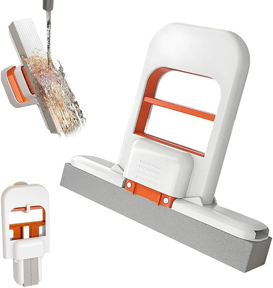 Mini Foldable Desktop Mop, Wet and Dry Portable Cleaning Sponge Mop,Self Squeezing Mini Sponge Mop with One Replaceable Head,for Small Spaces,Bathroom,Kitchen,Glass (Orange/1pcs)