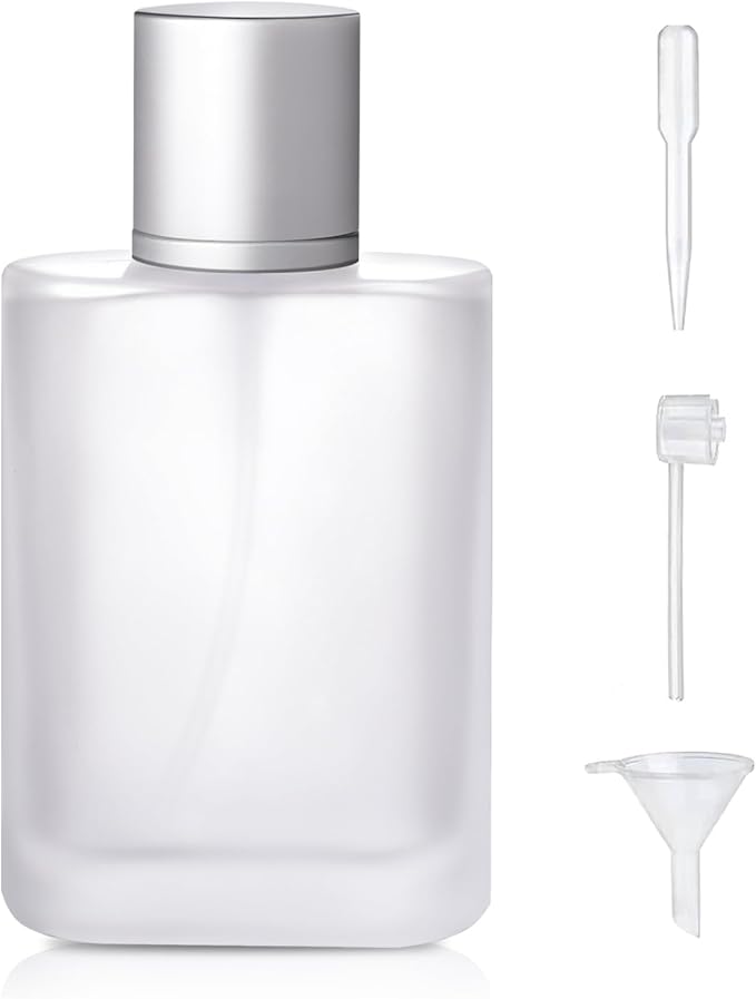 100ml/3.4 Oz Frosted Glass Spray Bottle Perfume Atomizer,Refillable Perfume Spray Bottle Perfume Bottles Empty with 3 Kinds of Perfume Dispenser (Frosted Glass 100ml)
