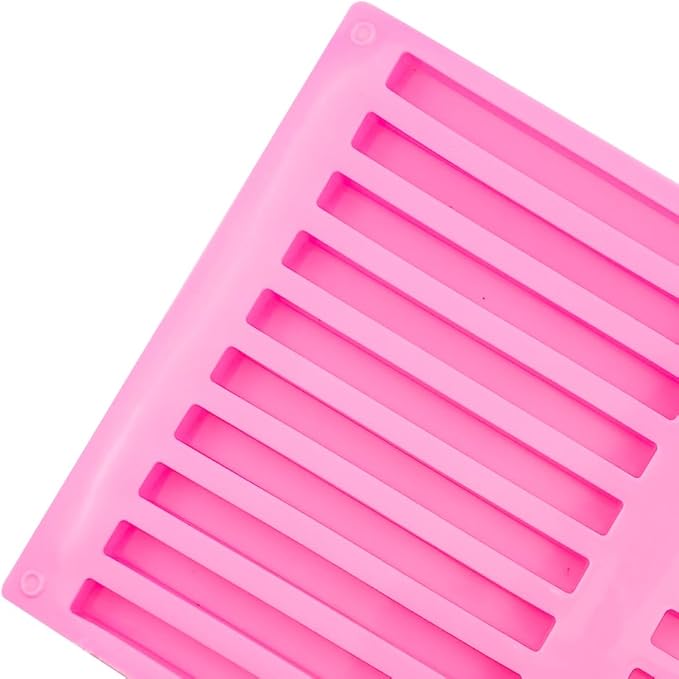 2 PACK Chocolate Rod Stick Silicone Strip Molds, 20 Bars Strips Biscuit Candy Molds for Cookies Candy Crayon Candle Soap Ice Cube Tray