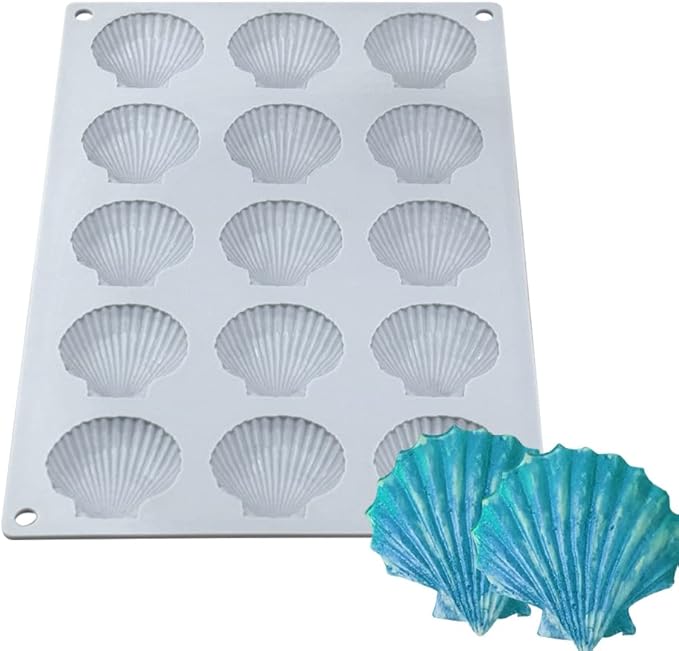 mostsom Silicone Sea Shell Mold Baking Mould Ice Cube Tray Shell Shape Silicone Mold for Chocolate, Soap, Candle, Fondant Birthday Cake Decoration and Jelly (Sea Shell J)