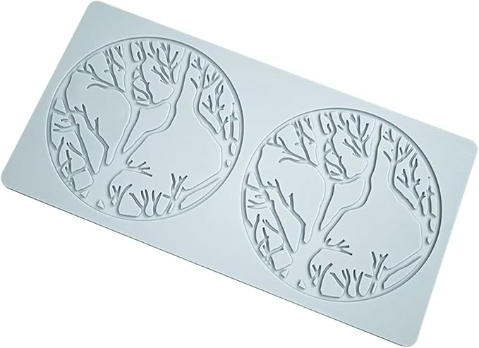 TUKE Leaf Molds DIY Ring Tree Forest Silicone Baking Molds Tuile Molds, Hollow 3D Fondant Lace Chocolate Candy Molds for Baking (Tree Forest G 10.36x5.32x0.12inch)