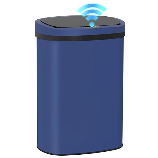 BestOffice 13‑Gallon Automatic Sensor Trash Can, Deep Blue – 50 L Touchless Motion‑Activated Kitchen Garbage Bin, Fingerprint‑Resistant Stainless Steel