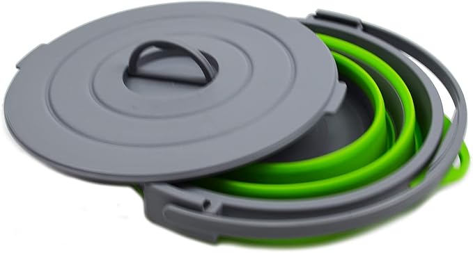 SAMMART 10L (2.64Gallon) Collapsible Fishing Bucket with Locking Lid - Portable Plastic Water Pail - Space Saving Outdoor Waterpot - Trunk Organizer for All Types of Vehicles