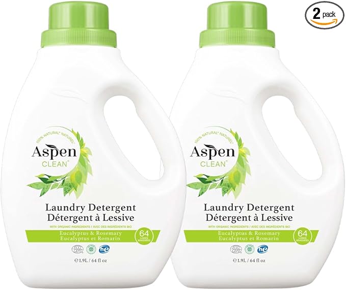 AspenClean Natural Laundry Detergent Eucalyptus & Rosemary - 100% Natural, Organic, HE Liquid Laundry Detergent - Vegan, Cruelty-Free, Biodegradable - Safe for Babies, Pets & Kids - EWG Certified (2