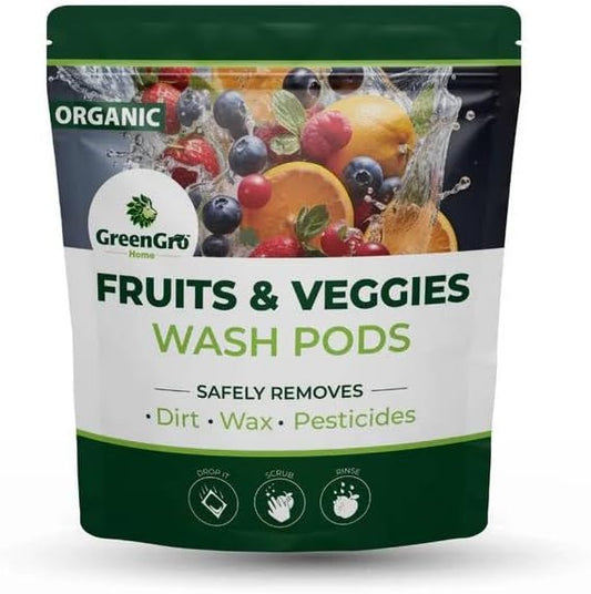 GreenGro Fruit and Vegetable Wash Pods (15 Pods) | Removes Harmful Residue | Keeps Produce Fresh Longer |