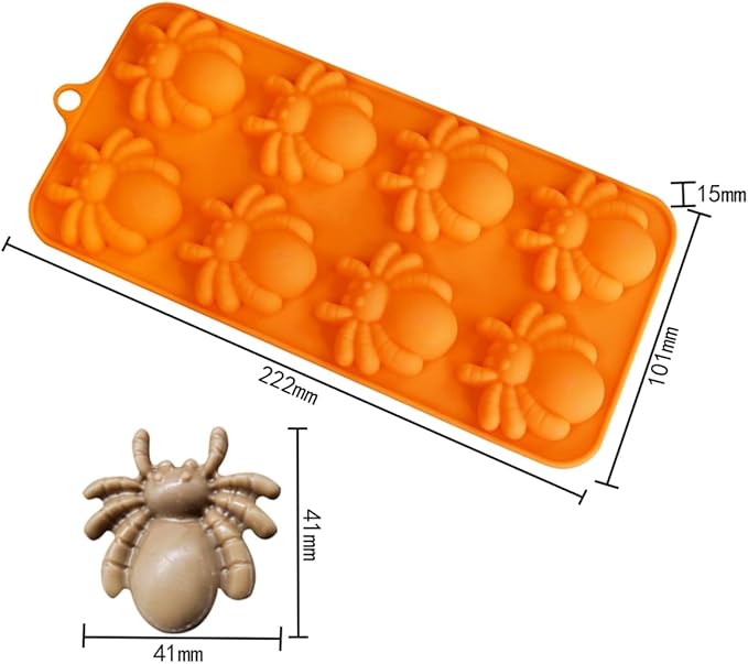 mostsom Chocolate Mold Halloween Silicone Baking Mold Spider Shape Silicone Cake Mold for Chocolate, Cupcakes, Candy, Cookies, Soap, Gummy, Jelly (I_8.88x4.04x0.6 inch)