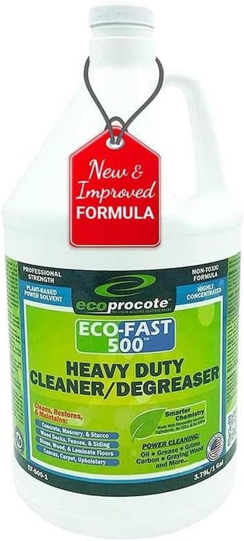 EcoFast 500 New & Improved Heavy-Duty Degreaser Cleaner — Non-Toxic, Biodegradable Grease Stain Dissolver — Multi Use Concentrate for Kitchen, Automotive, Floor, Wood, Fabric, Driveway — 1 Gallon