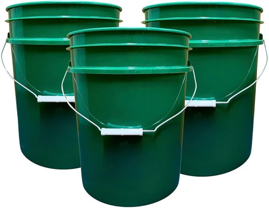 House Naturals 5 Gallon Premium HPDE Plastic Bucket - Made in USA Food Grade Storage Container, BPA Free All Purpose Pail (3, Dark Green)