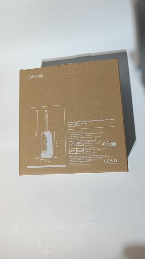 HAMITOR Toilet Bowl Brush Holder Set: Bathroom Deep Cleaning Toilet Cleaner Scrubber Under Rim with Curved Bristle for Dead Corner Clean - Hidden Rv Toilet Decorative Accessories with Caddy- White