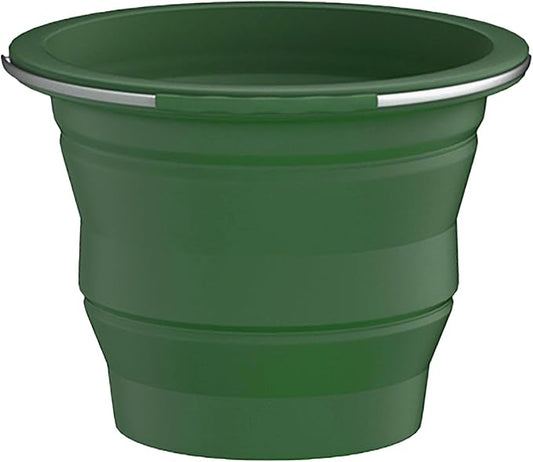 Collapsible Buckets, Silicone Bucket, Household Cleaning or Car Washing, Portable Folding Bucket for Fishing or Camping, 2.6 Gallons (10 Liters), Space-Saving Design, Round (Green)
