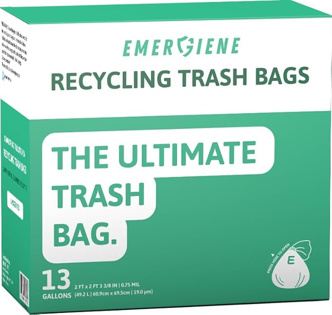 13 Gallon Recycling Trash Bags, 200 Count Drawstring Tall Kitchen Garbage Bags, Pre-Separated, Unscented, Ultra Strong, Leakproof, Sturdy, Translucent Blue