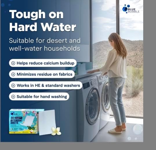 Laundry Detergent Sheets - Travel Laundry, Eco Friendly Detergent, Lightweight Dissolvable Washer Sheets for Fresh & Clean Clothes, Zero Waste Laundry Soap Sheet Up to 100 Loads By Blue Bubble