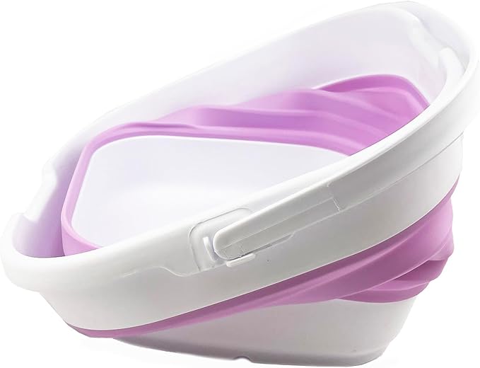 SAMMART 9.5L (2.5 Gallon) Collapsible Rectangular Handy Bucket (White/Pale Purple)