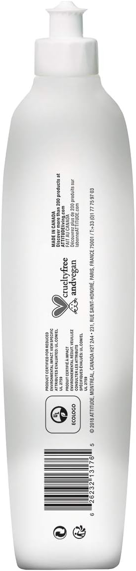 ATTITUDE Dish Soap, EWG Verified, Plant-Based & Vegan Dishwashing Liquid, Naturally Derived, Pink Grapefruit Scent, 23.7 Fl Oz