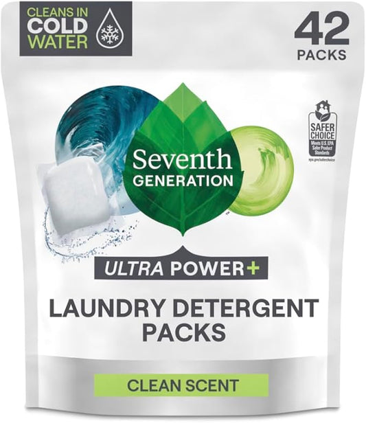 Seventh Generation, Laundry Detergent Packs Ultra Power Plus 42 Count, 29.6 Ounce