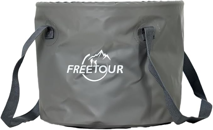 Baiao Collapsible Bucket 5 Gallon, Portable Collapsible Bucket with Handle, Folding Water Container for Fishing Camping Beach Hiking Home Travel Car Washing(Grey 20L)