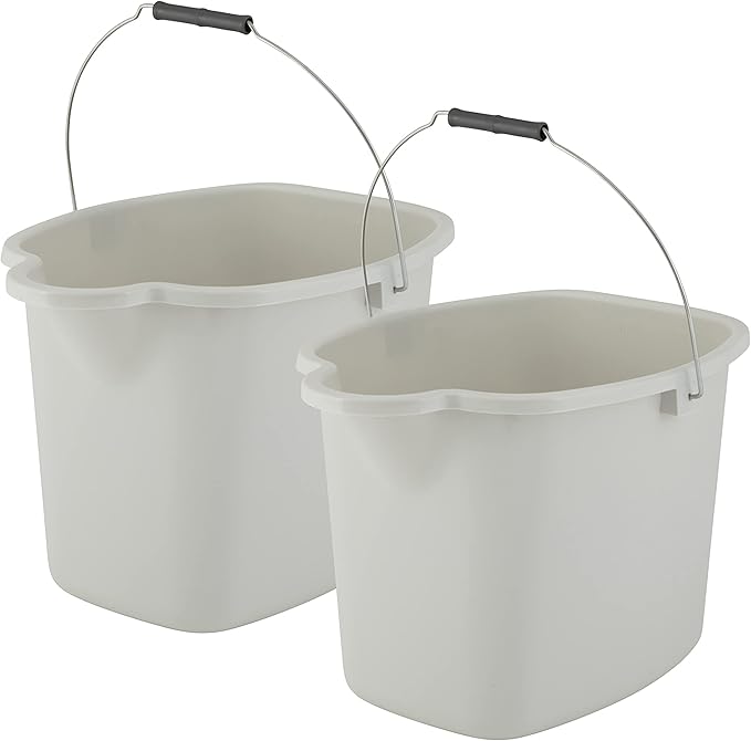 Superio Plastic Bucket Mop with Handle and Spout for Floor Cleaning (Soft Grey)