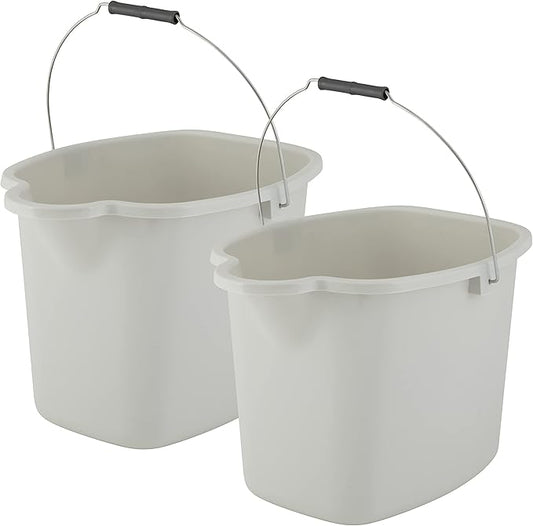 Superio Plastic Bucket Mop with Handle and Spout for Floor Cleaning (Soft Grey)