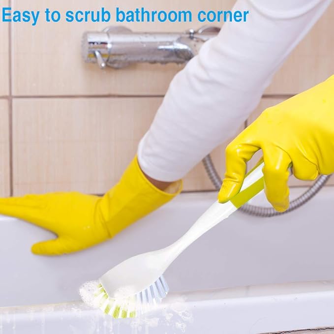 Dish Brush, Dish Scrubber & Kitchen Scrub Brush for Dishes, Pots, Pans, Sink, Cast Iron, Yellow-green 5 Pack