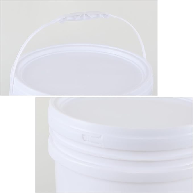 7 Gallon Round Food Grade Bucket with Handle, White Plastic Pail with Lid, 4 Packs