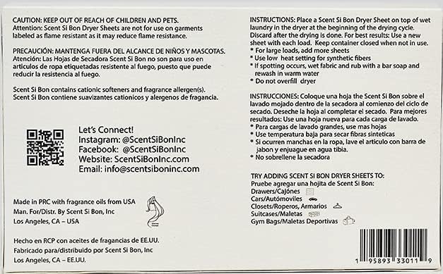 Luxury Scented Dryer Sheets, 50 Sheets, Le Beige Scent With Saffron, Jasmine, Sweet Cedarwood, Fragrant Clothing Freshener, Fabric Softener, Reduce Static and Wrinkles