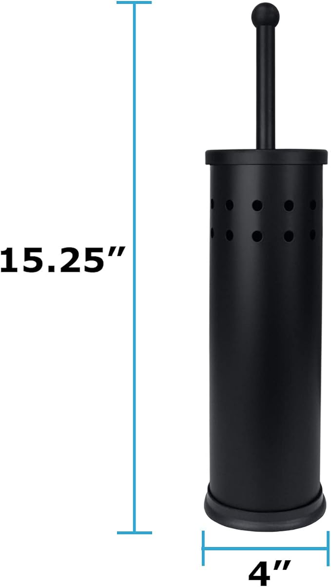 Blue Donuts Toilet Brush and Holder – Cleaning Brush Holder, Toilet Brush with Holder, Toilet Bowl Cleaner Brush and Holder, Stainless Steel, Black