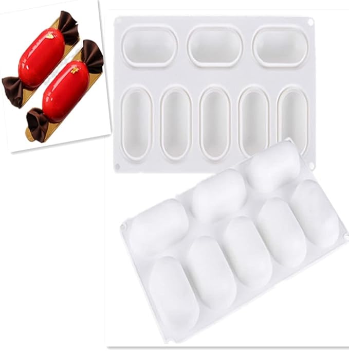 8 Slots 3D Oval Shape Silicone Soap Mould Handmade Jelly Maker Cake Mold Tool