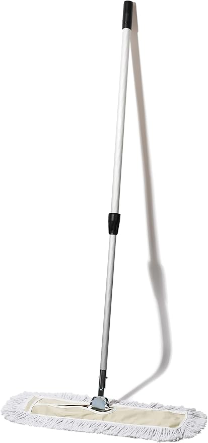Commercial Dust Mop – 24 Inch Floor Sweeper for Hardwood, Reusable Cotton Mop Head, Extendable Handle, Dry Mop for Floor Cleaning & Janitorial Supplies