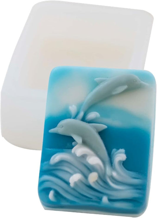 Silicone Soap Mold Dolphin Embossed Handmade Soap Decoration Moulds DIY Plaster Candle Molds Fondant Cake Crafts