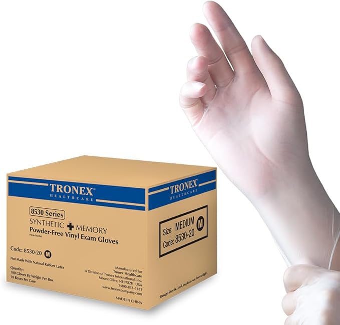 TRONEX 1000 Pack Synthetic Medium 5 Mil Vinyl Exam Gloves, Extra Strength, Vinyl Medical Disposable Gloves, Powder Free