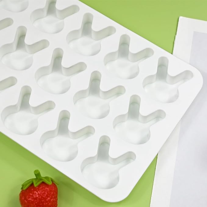 TUKE 15-Cavity Rabbit Candy Silicone Molds Chocolate Truffles Mold,Whiskey Ice Cube Tray,Grid Fondant Mould,Hard Candy Mold Pralines Gummy Jelly Mold (Rabbit H)