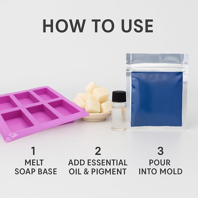 The Soapy Biz DIY Goat Milk Soap Kit with Silicone Mold – Perfect Bar Shapes Every Time – Makes 4-6 Bars – Easy Melt & Pour – Great for Beginners & Gift Giving