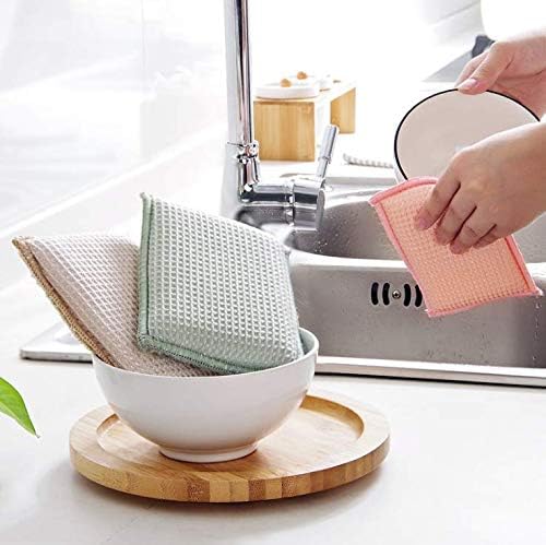 JEBBLAS 8Pack Bamboo Natural Kitchen Sponges Dish Sponge Cleaning Sponge Heavy Duty Scrub Sponge for Cleaning Kitchen and Household Pink