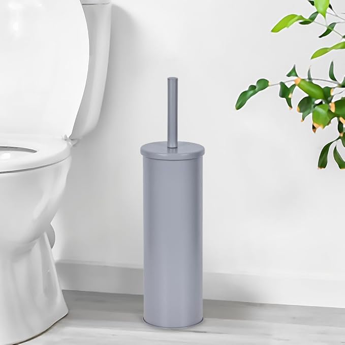 Deep & Sturdy Toilet Bowl Brush with Holder - Durable Scrubbing - Toilet Cleaners - Household Essentials - Bathroom Cleaner - Cleaning Supplies - Household Supplies, Matte Gray