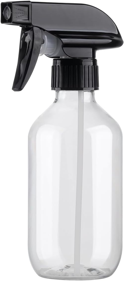 Plastic Spray Bottles Clear and Brown Refillable Container Empty Spray Bottle 10oz/300ml Adjustable Head Sprayer and Stream for Cleaning Products, Plants, Pet, Hair