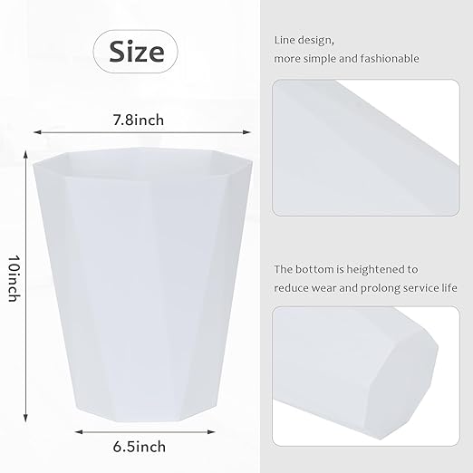ZXJ Small Trash Can - 1.8 Gallon - White - Waste Basket - Garbage Bin Bathroom,Kitchen,Office,Dormitory,Camping,Kids Room
