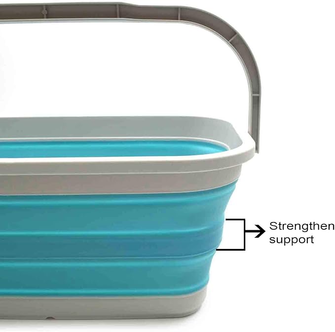 SAMMART Set of 2-11.6L (3.06 Gallon) Collapsible Rectangular Handy Basket/Bucket (Bright Blue, 2)