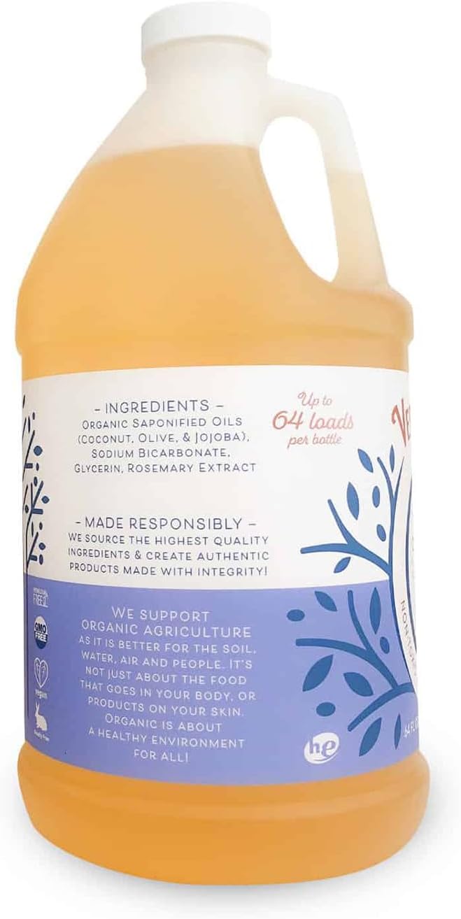 Vermont Soap Laundry Detergent, Laundry Soap, Natural Laundry Detergent Liquid, Baby Detergent, washing — Simply Unscented, 64 Fl Oz