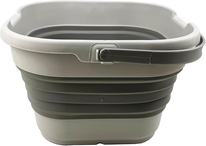 SAMMART 9.5L (2.5 Gallon) Collapsible Rectangular Handy Basket/Bucket (Grey)