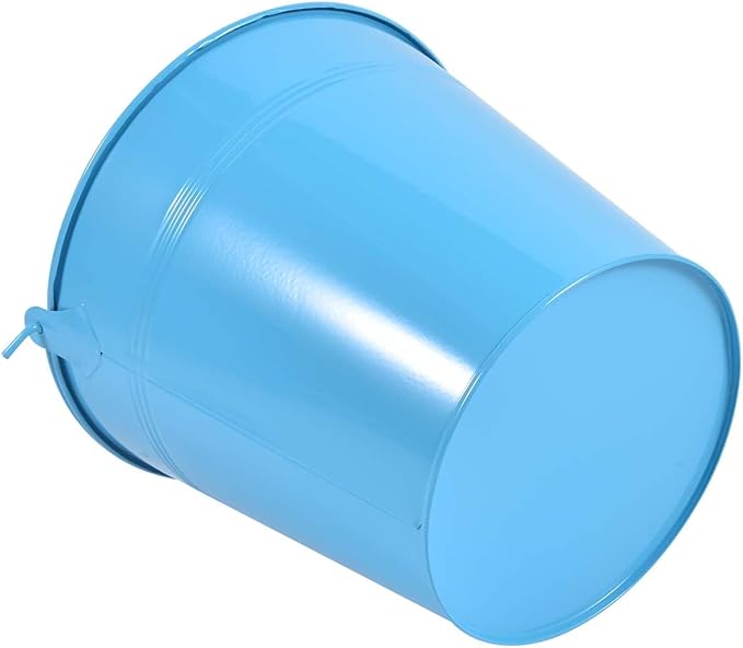 OBTANIM 7 Pack Blue Metal Buckets with Handle Galvanized Ice Pails for Plants, Succulents, Party Favors Organizing, Rustic Home Decor or Classrooms Pencil Storage (7.1 x 5.2 inch)