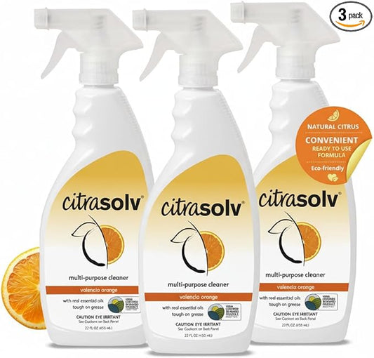 Citra Solv All Purpose Cleaning Spray – Powerful Citrus Degreaser for Kitchen & Bathroom, Multi-Surface Cleaner, No Harsh Chemicals, Valencia Orange 22oz (Pack of 3)