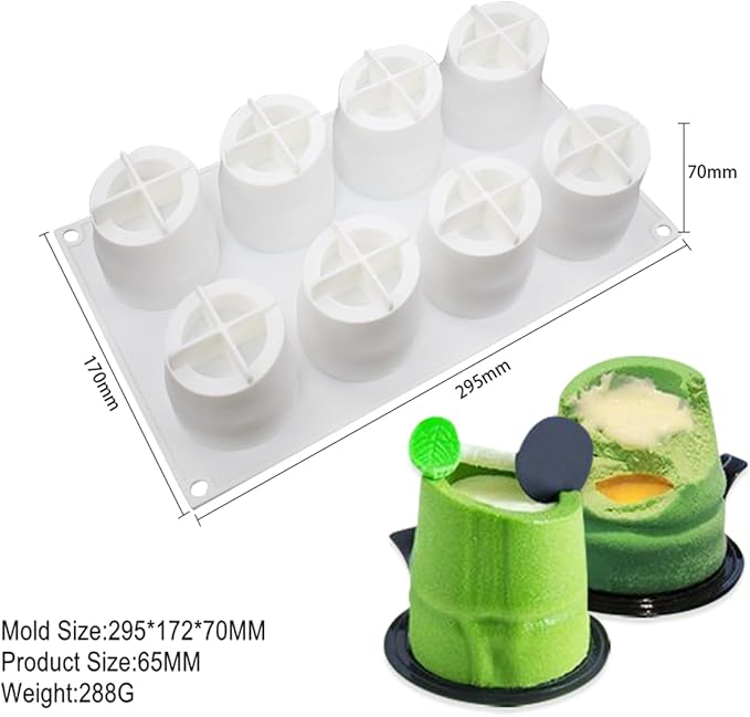 mostsom 8 Holes Chocolate Bamboo Mold Silicone Mould For Chocolate Cake Jelly Pudding Handmade Soap Cake Moulds (Bamboo K_11.8x6.8x2.8inch)