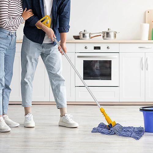 Pack of 6 Heavy Duty Commercial Looped End Cotton Mop,String Cotton Mop Refill Heads for Industrial,Residential and Most Floor Cleaning-Wet Industrial Blue String Mop Replacements Head