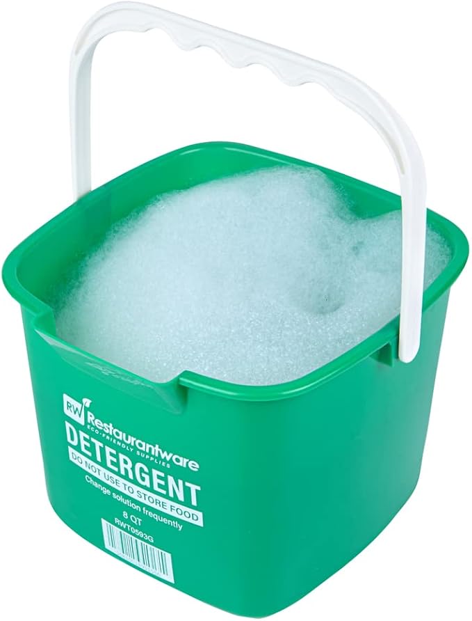 Restaurantware-RW Clean 8 Quart Cleaning Bucket, 1 Detergent Square Bucket - With Measurements, Built-In Spout And Handle, Green Plastic Utility Bucket, For Home Or Commercial Use,