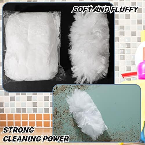 Vesici 150 Pcs Duster Refills Compatible with Swiffer Dusters Bulk Disposable Replacement Thickened with 1 Handle Heavy Duty for Cleaning, Office (White)