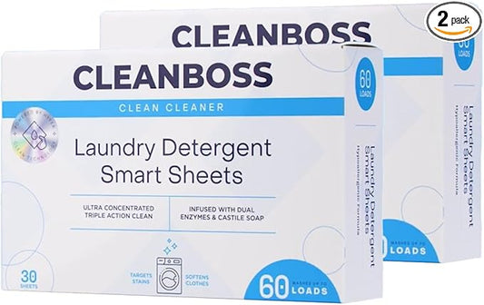 CleanBoss Laundry Detergent Smart Sheets - 60 Sheets