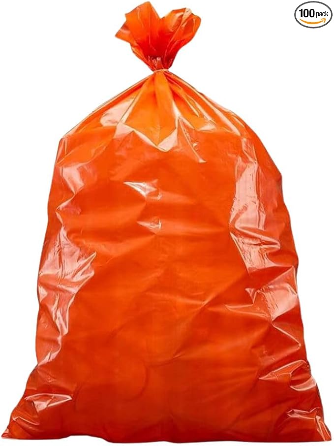 Plasticplace 32-33 Gallon Trash Bags │ 1.2 Mil │ Orange Garbage Can Liners │ 33’” x 39” (100 Count)