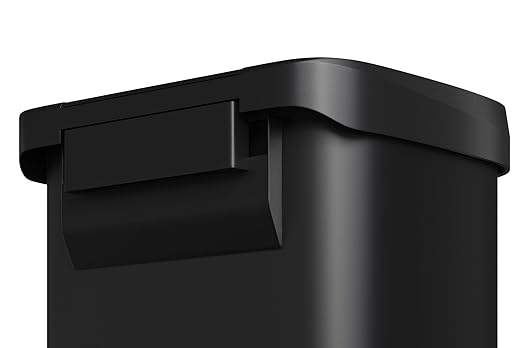 Garvee 16 Gallon / 60 Liter Metal Trash Can with Lid, Large Garbage Can for Kitchen, Rustproof Step-on Kitchen Metal Trash Bin with Liner Rim, Rear Handle, Soft Close Plastic Lid, Black