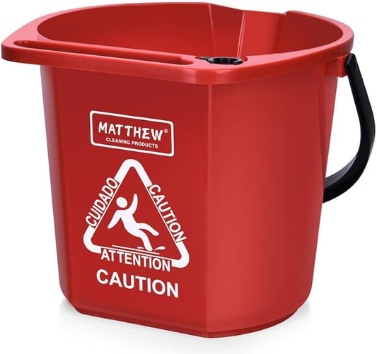 Matthew Cleaning 4.2 Gallon Mop Bucket, Heavy Duty Plastic Cleaning Bucket with Built-in Pour Spout, Mop Holder and Comfort Grip Handle, House and Commercial Cleaning Supplies, 1 Pack Red